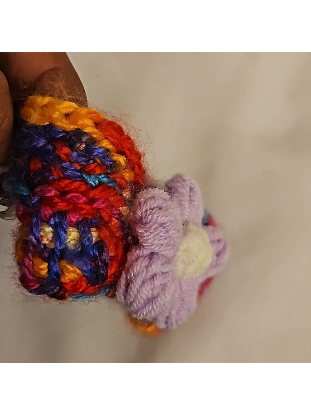 Hand Knit Crochet Flower Barrette Clip Purple - Picture 16 of 17